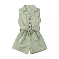 Button Down Collar Toddler Romper Olive Green 2T 