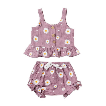 Daisy Ruffled Toddler Set Purple 9-12 M