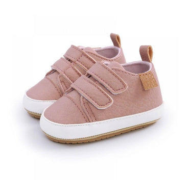 Buckle Strap Solid Baby Shoes Pink 1