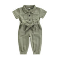 Solid Collar Toddler Jumpsuit Green 12-18 M 