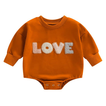 Long Sleeve Love Baby Bodysuit Brown 0-3 M