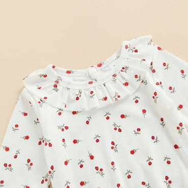 Floral Corduroy Ruffled Baby Set