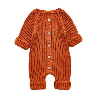 Long Sleeve Knitted Baby Jumpsuit Burnt Orange 3-6 M