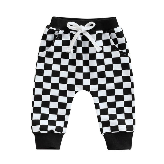 Black Checkered Baby Pants
