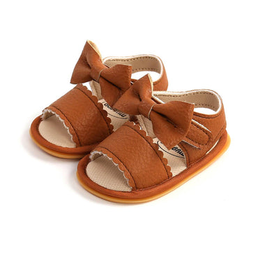 Solid Bow Baby Sandals Brown 1