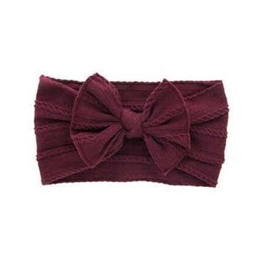 Bow Solid Headband Burgundy Red