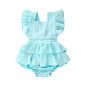 Solid Ruffled Baby Romper Blue 12-18 M 