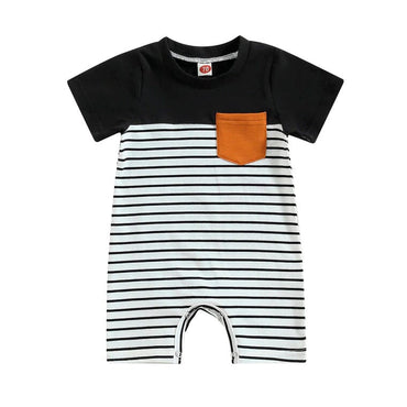 Short Sleeve Striped Baby Romper