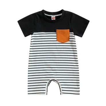 Short Sleeve Striped Baby Romper