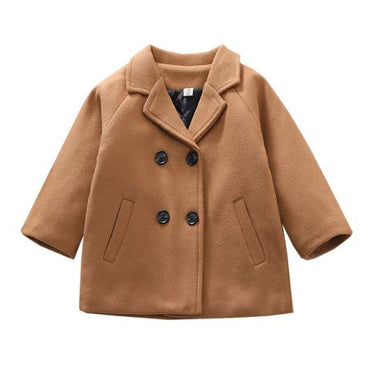 Solid Double Breasted Toddler Jacket Brown 5T 