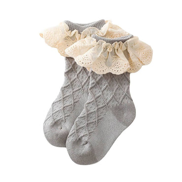 Vintage Lace Baby Socks Gray 0-12 M