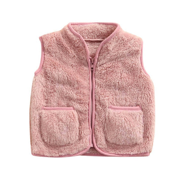 Solid Plush Vest Toddler Jacket Pink 12-18 M