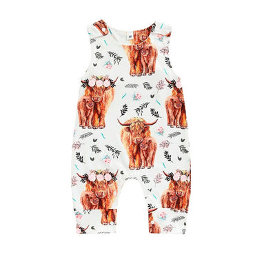 Highland Cows Floral Baby Jumpsuit