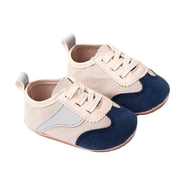 Lace Up Canvas Baby Sneakers Gray Navy 1