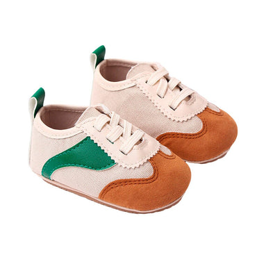 Lace Up Canvas Baby Sneakers Green Brown 1