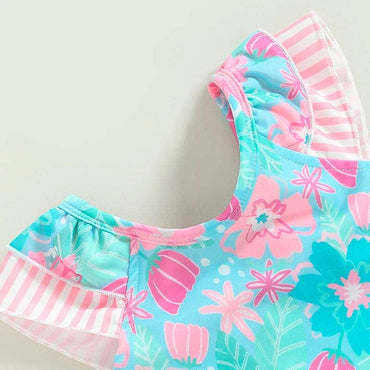 Fly Sleeve Floral Toddler Swimsuit