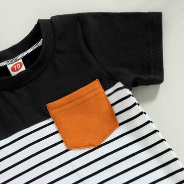 Short Sleeve Striped Baby Romper