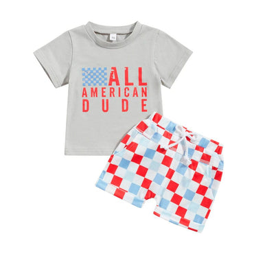 All American Dude Checkered Baby Set