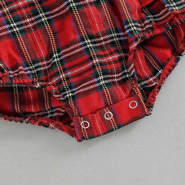 Plaid Ruffled Baby Romper