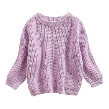 Knitted Solid Sweater Purple 3-6 M