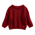 Knitted Solid Sweater Burgundy Red 3-6 M 