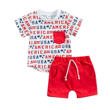 American Red Shorts Set