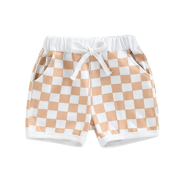 Checkered Baby Shorts Tan 3-6 M