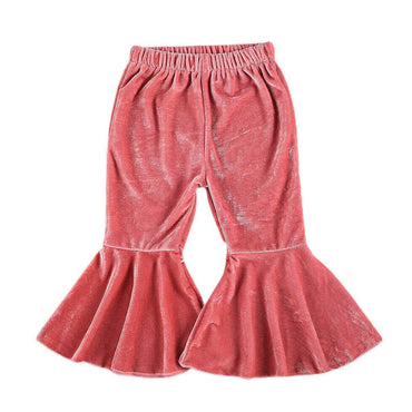 Pink Velvet Flared Toddler Pants   