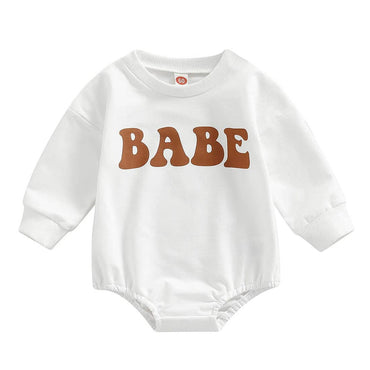 Long Sleeve Babe Baby Bodysuit White 0-3 M