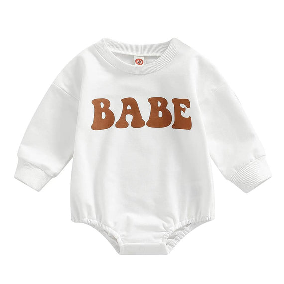 Long Sleeve Babe Baby Bodysuit White 0-3 M