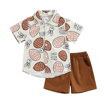 Brown Shorts Easter Toddler Set