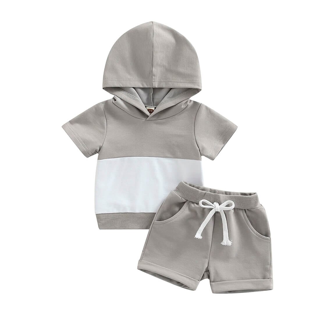 Solid Shorts Hooded Toddler Set Gray 9-12 M 