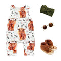 Highland Cows Floral Baby Jumpsuit   