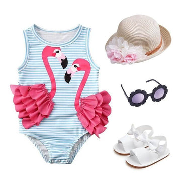 Striped Flamingo Toddler Swimsuit