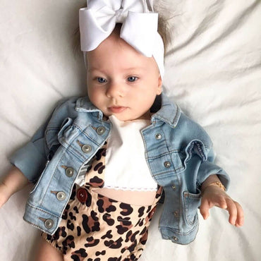 White Ruffles Leopard Baby Romper