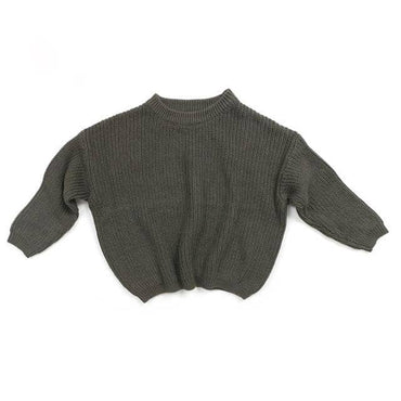 Solid Knitted Toddler Sweater Gray 9-12 M