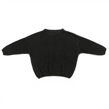 Solid Knitted Toddler Sweater Black 9-12 M