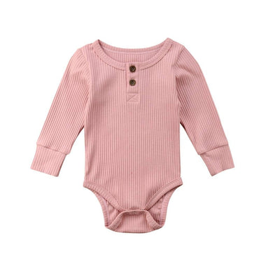 Basic Long Sleeve Baby Jumpsuit Pink 0-3 M