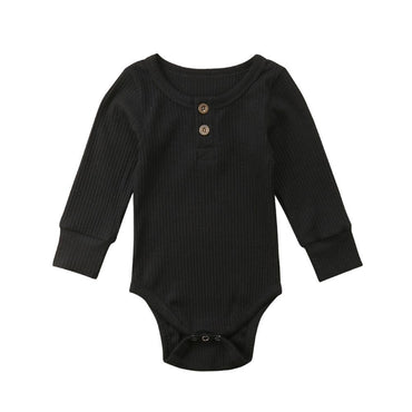 Basic Long Sleeve Baby Jumpsuit Black 0-3 M