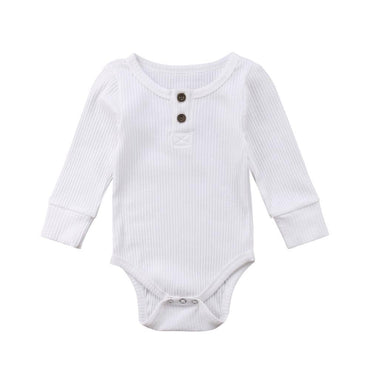 Basic Long Sleeve Baby Jumpsuit White 0-3 M