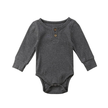 Basic Long Sleeve Baby Jumpsuit Gray 0-3 M