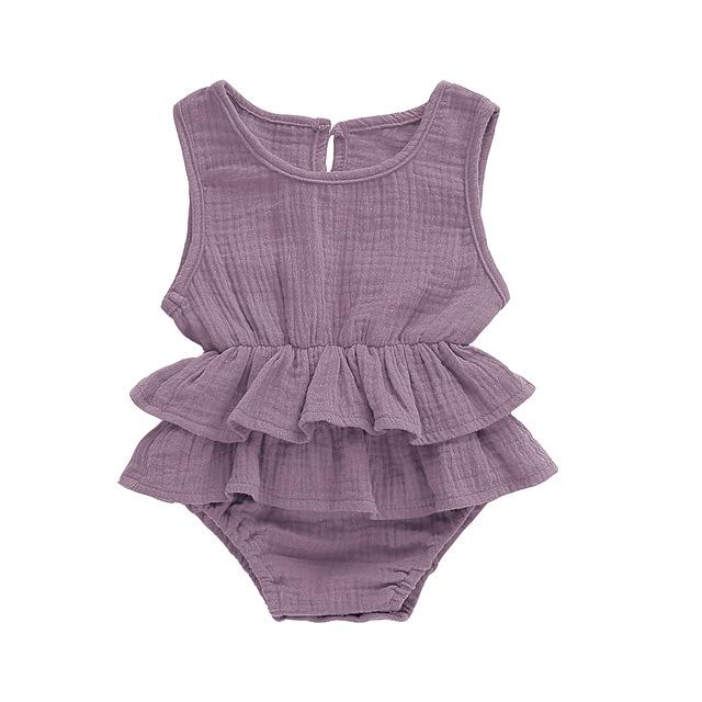 Solid Ruffled Baby Romper - Purple 12-18 M