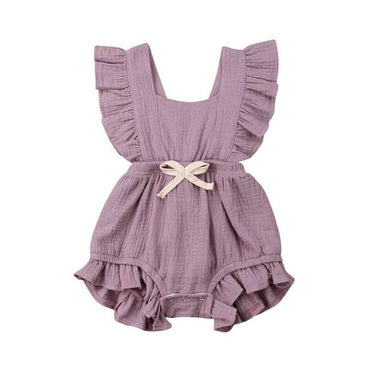 Ruffle Solid Baby Romper Purple 3-6 M