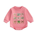 Long Sleeve Christmas Bows Baby Bodysuit Pink 3-6 M