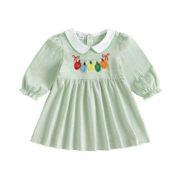 Puff Sleeve Merry Collar Striped Toddler Dress