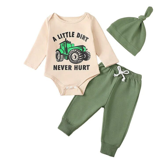 A Little Dirt Never Hurt Baby Set Green 0-3 M 