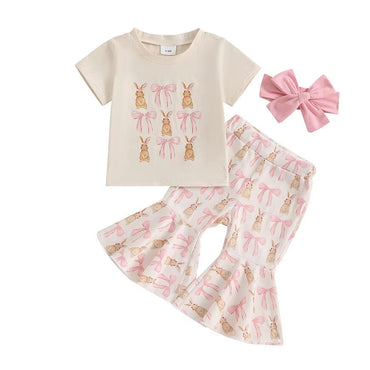 Short Sleeve Bows Bunny Toddler Set