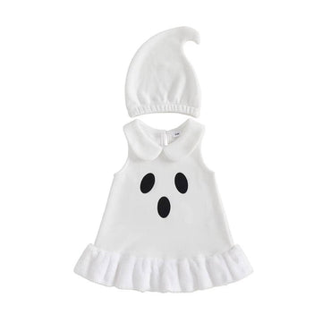 Sleeveless Ruffled Halloween Baby Costume Costume The Trendy Toddlers White 3-6 M 