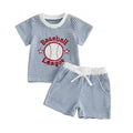 Short Sleeve Baseball League Striped Toddler Set