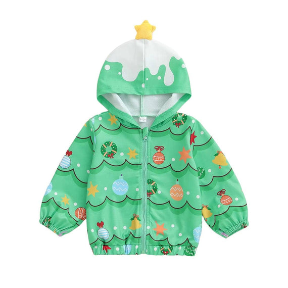 Christmas Vibes Zipper Hooded Toddler Jacket